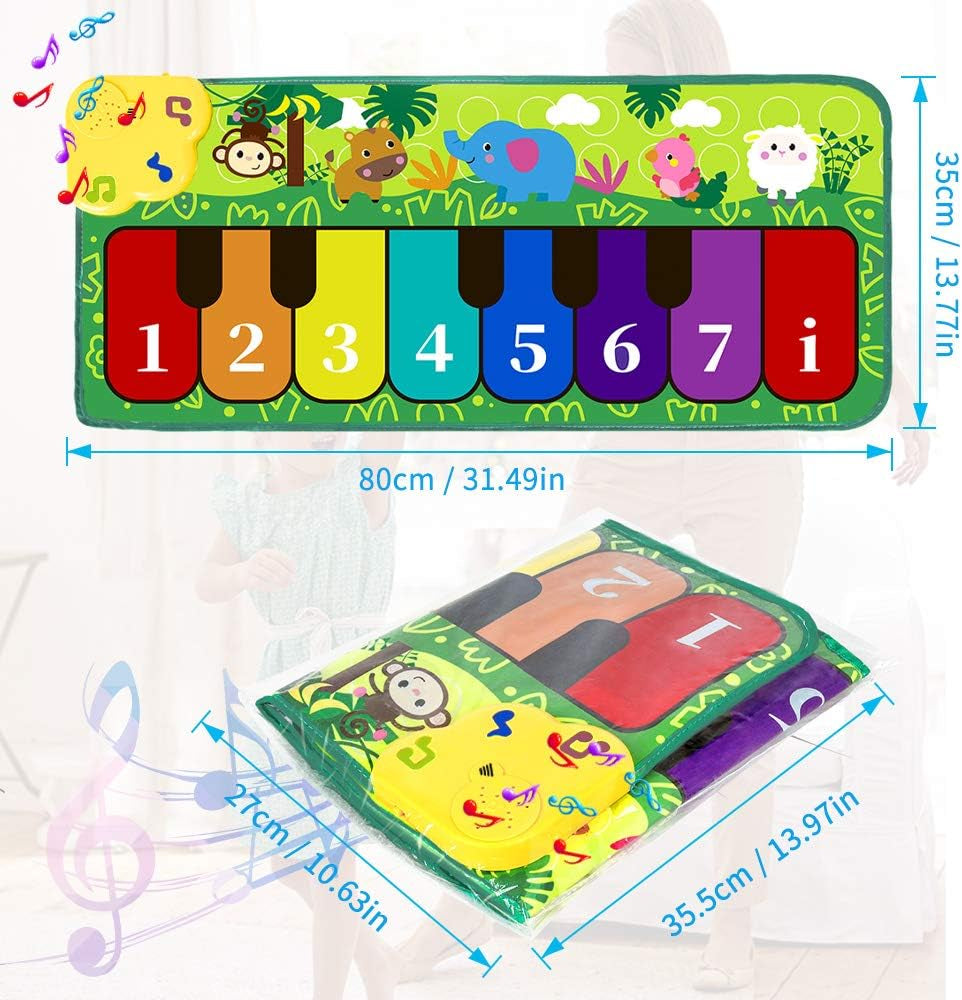 Foot 32" Keyboard Play Mat Toddler with 5 Animal Sounds Early Education Toys Gift for Girls Boys