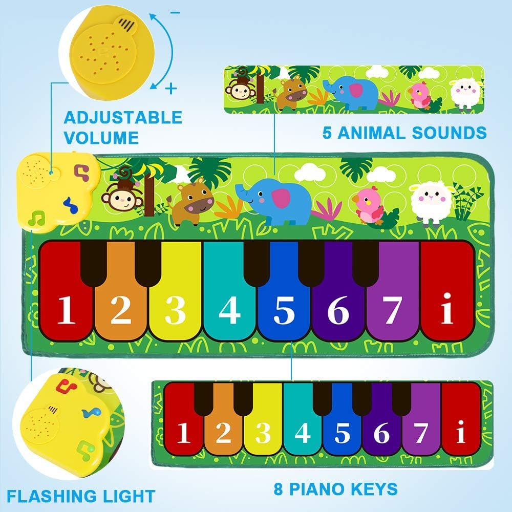 Foot 32" Keyboard Play Mat Toddler with 5 Animal Sounds Early Education Toys Gift for Girls Boys