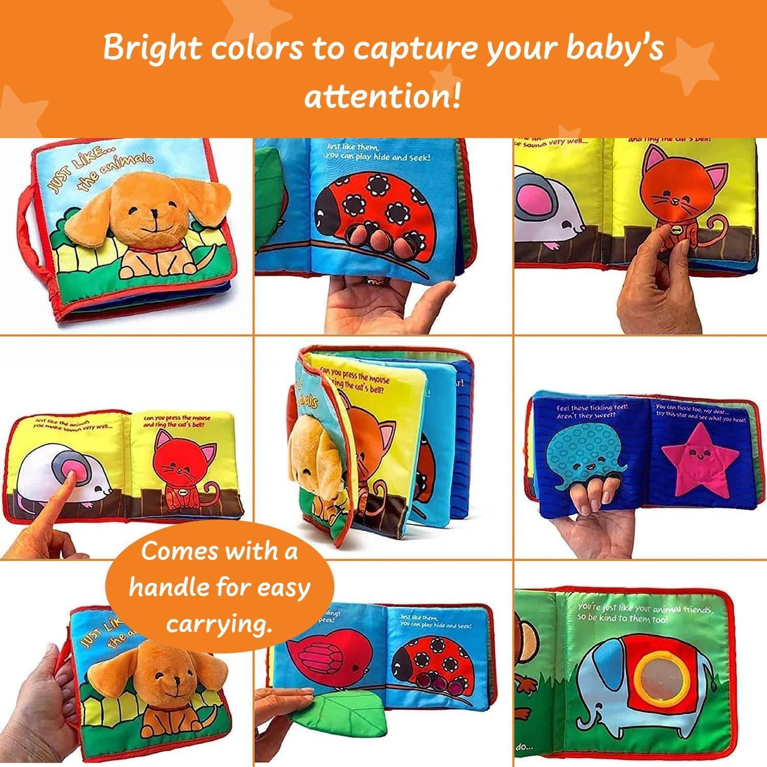Stimulating Baby Crinkle Books for 0-6 Months and 6-12 Months Infants - Toys Gift for 1 Year Old - Soft Cloth Animals Baby Books for Gifting