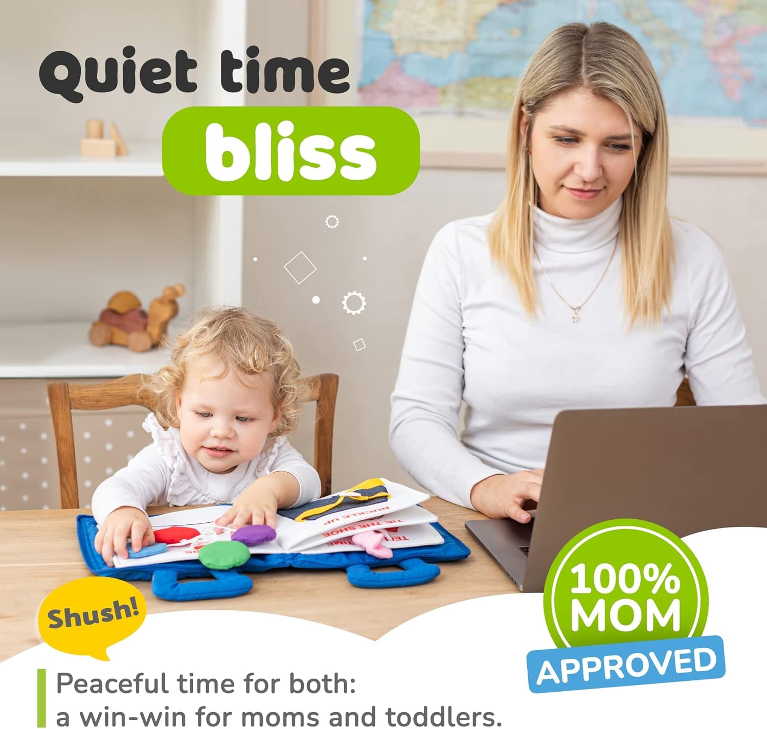 Busy Book for Toddlers 1-3 - Airplane Toys for Toddlers 1-3, My Quiet Book Montessori Toys for 1 Year Old with Kids Plane Activities, Activity Busy Board, Gift for Boys & Girls