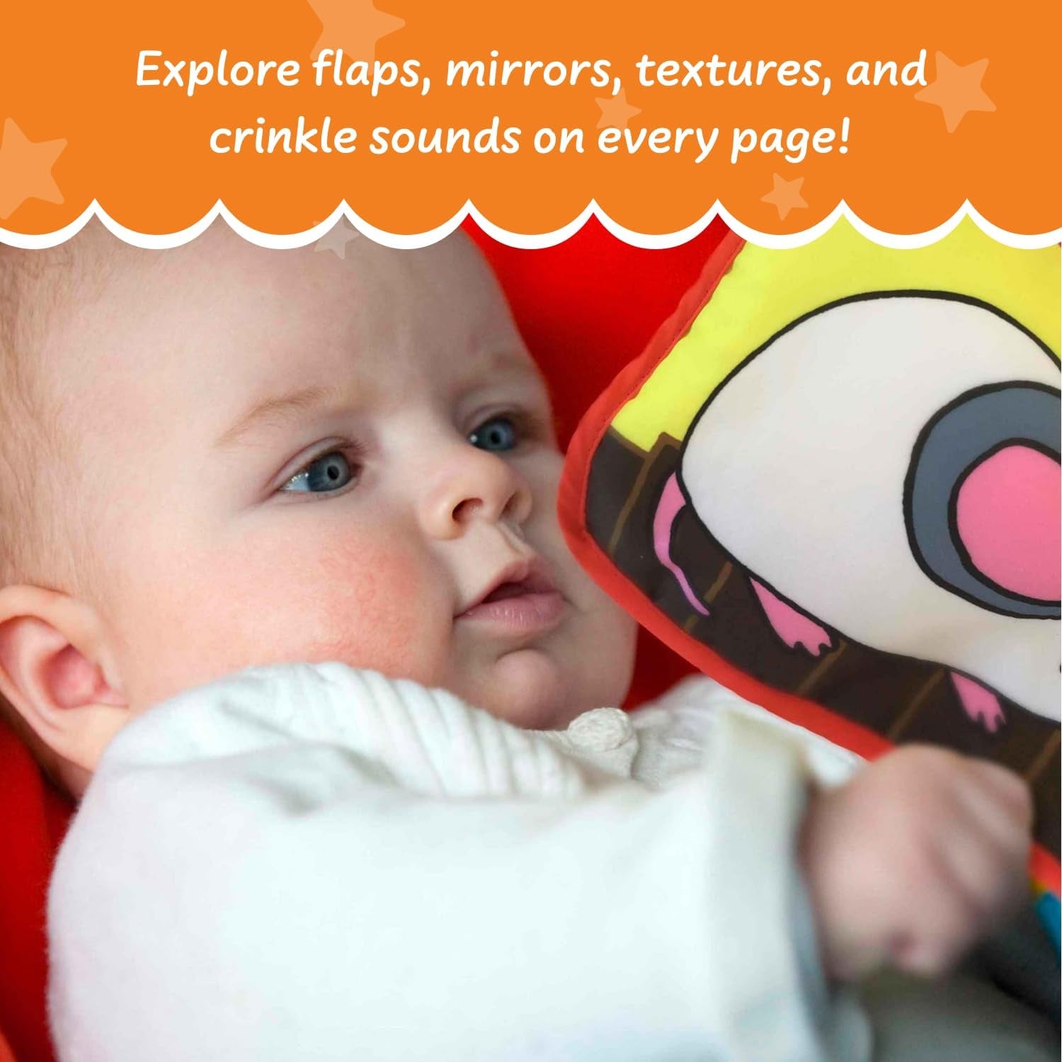 Stimulating Baby Crinkle Books for 0-6 Months and 6-12 Months Infants - Toys Gift for 1 Year Old - Soft Cloth Animals Baby Books for Gifting