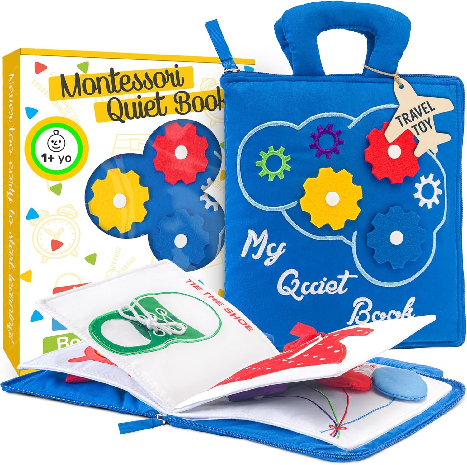 Busy Book for Toddlers 1-3 - Airplane Toys for Toddlers 1-3, My Quiet Book Montessori Toys for 1 Year Old with Kids Plane Activities, Activity Busy Board, Gift for Boys & Girls
