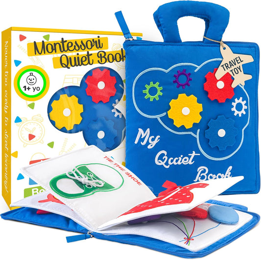 Busy Book for Toddlers 1-3 - Airplane Toys for Toddlers 1-3, My Quiet Book Montessori Toys for 1 Year Old with Kids Plane Activities, Activity Busy Board, Gift for Boys & Girls