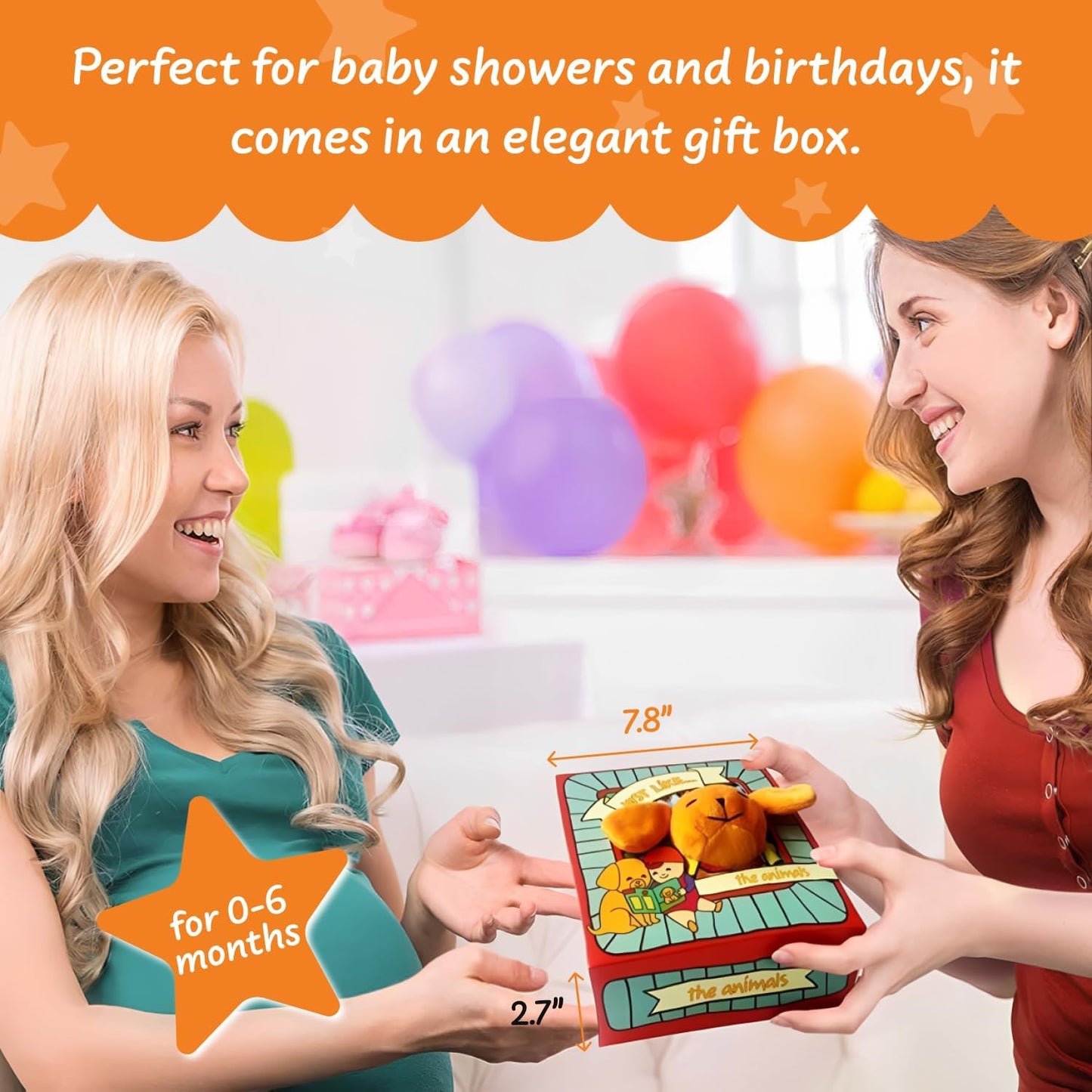 Stimulating Baby Crinkle Books for 0-6 Months and 6-12 Months Infants - Toys Gift for 1 Year Old - Soft Cloth Animals Baby Books for Gifting